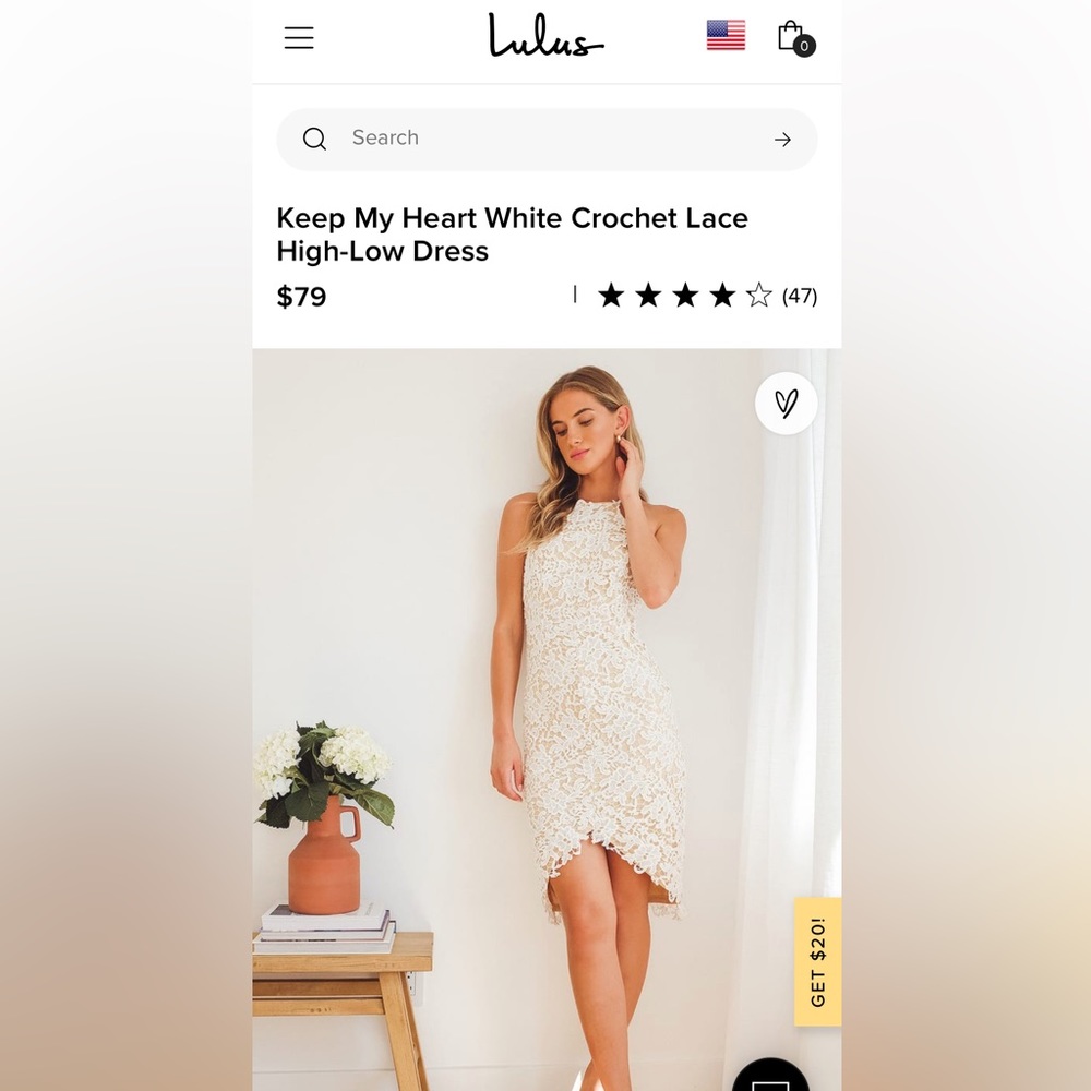 Lulus White lace high low dress